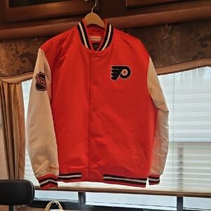 Mitchell & Ness Red and White Varsity Jacket